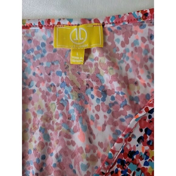 Liz Lange 2 Piec Blouse SzL Bubble Gum Confetti Camisole & Duster Croquet Sleeve - Picture 12 of 16